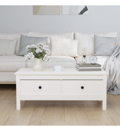 Table basse Blanc 100x50x40 cm Bois massif de pin