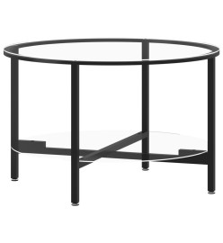Table à thé Noir et transparent 70 cm Verre trempé