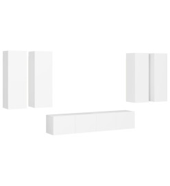 Ensemble de meuble TV 6 pcs Blanc Aggloméré