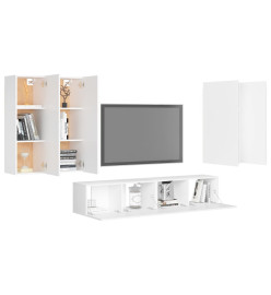 Ensemble de meuble TV 6 pcs Blanc Aggloméré