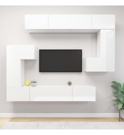 Ensemble de meuble TV 8 pcs Blanc brillant Aggloméré