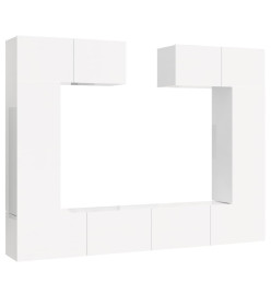 Ensemble de meubles TV 6 pcs Blanc brillant Bois d'ingénierie