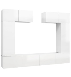 Ensemble de meuble TV 6 pcs Blanc brillant Aggloméré