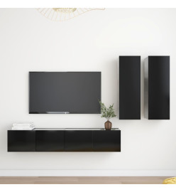 Ensemble de meubles TV 4 pcs Noir Aggloméré