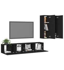 Ensemble de meubles TV 4 pcs Noir Aggloméré