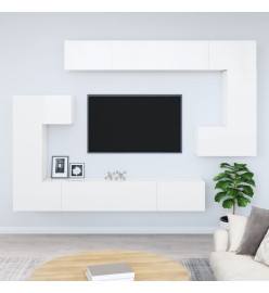 Meuble TV mural Blanc brillant Bois d'ingénierie