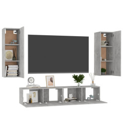 Ensemble de meubles TV 4 pcs Gris béton Aggloméré