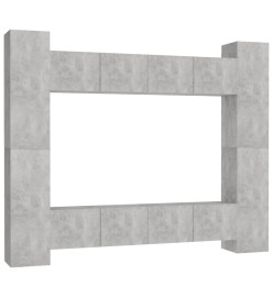 Ensemble de meubles TV 8 pcs Gris béton Aggloméré