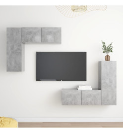 Ensemble de meubles TV 4 pcs Gris béton Aggloméré