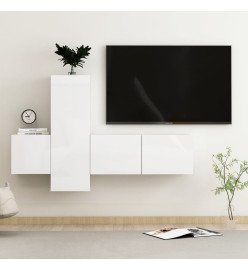 Ensemble de meubles TV 3 pcs Blanc brillant Aggloméré