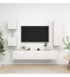 Ensemble de meuble TV 5 pcs Blanc Aggloméré