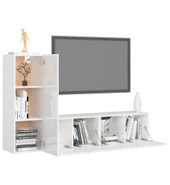 Ensemble de meuble TV 3 pcs Blanc brillant Aggloméré