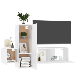 Ensemble de meubles TV 3 pcs Blanc Aggloméré