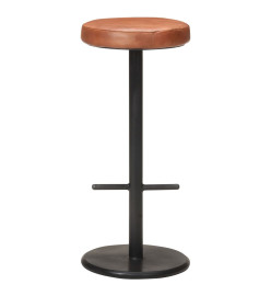 Tabourets de bar lot de 2 marron cuir véritable