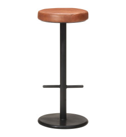 Tabourets de bar lot de 2 marron cuir véritable