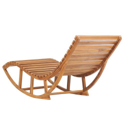 Chaise longue à bascule avec coussin Bois de teck solide