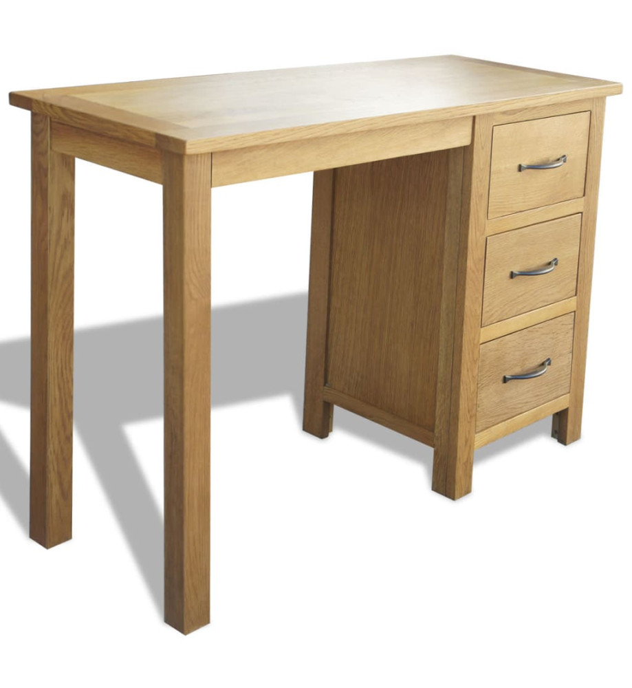 Bureau avec 3 tiroirs 106 x 40 x 75 cm Bois de chêne massif