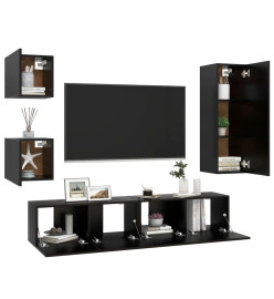 Ensemble de meuble TV 5 pcs Noir Aggloméré