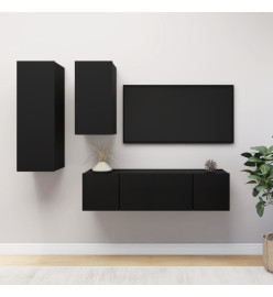 Ensemble de meuble TV 4 pcs Noir Aggloméré