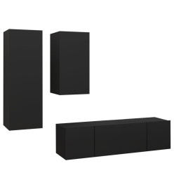 Ensemble de meuble TV 4 pcs Noir Aggloméré