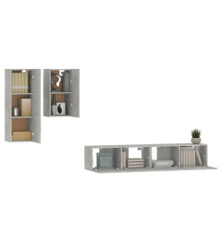 Ensemble de meubles TV 4 pcs Gris béton Bois d'ingénierie