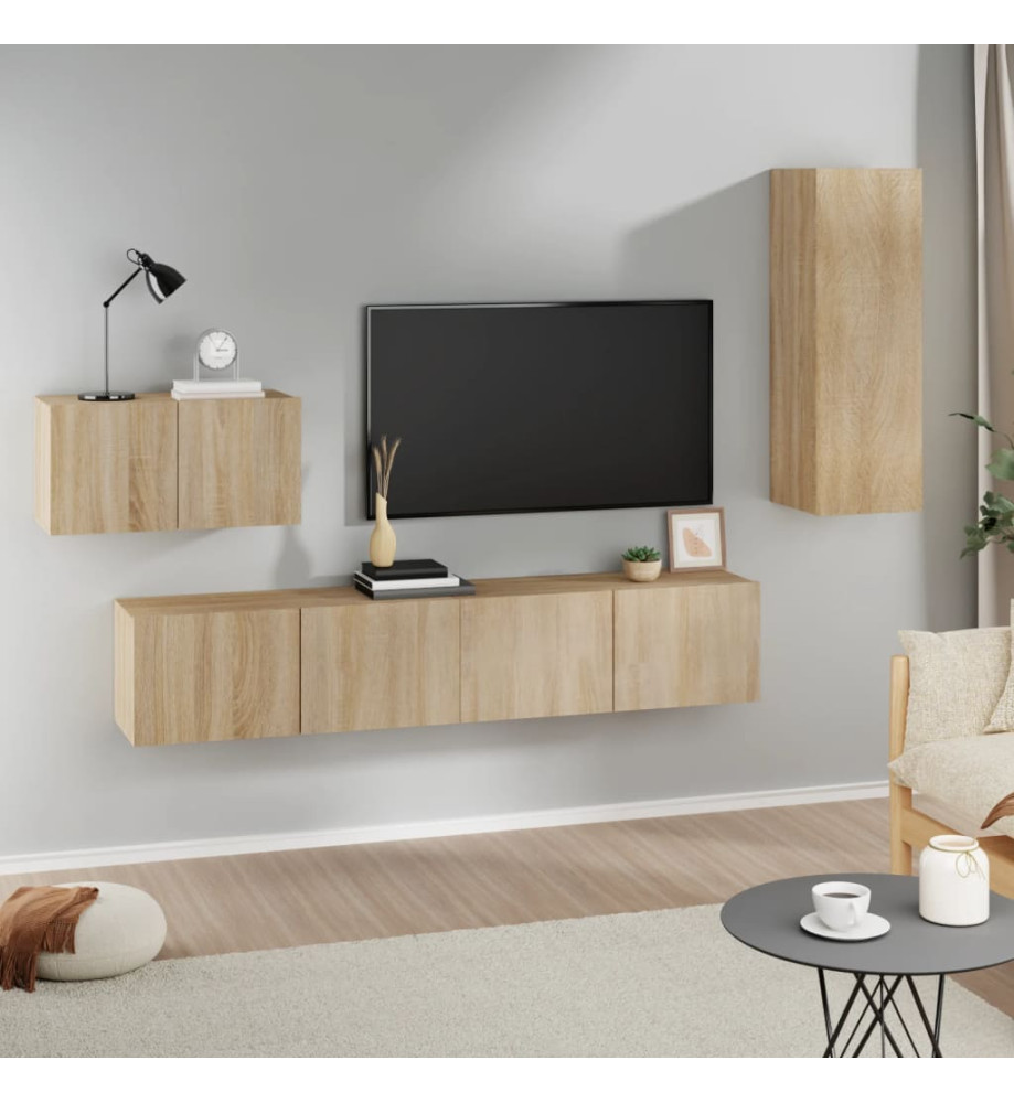 Ensemble de meubles TV 4 pcs Chêne sonoma Bois d'ingénierie