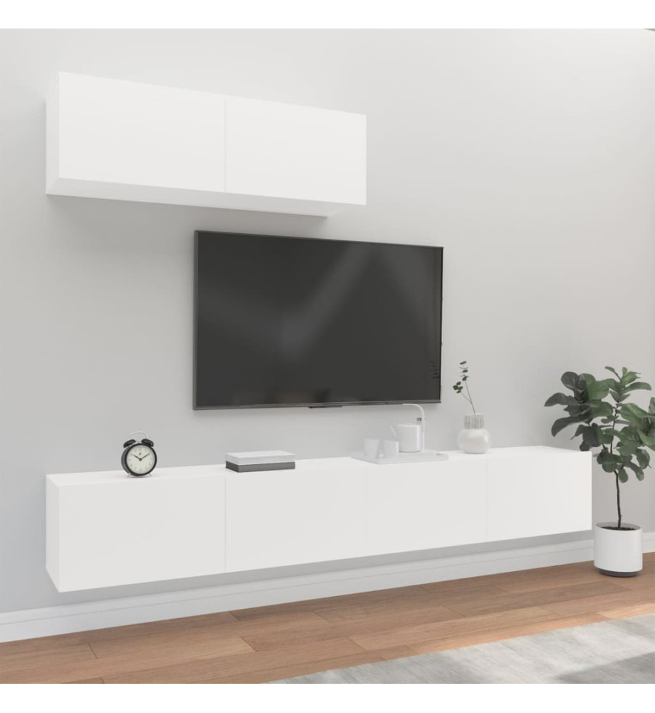 Ensemble de meubles TV 3 pcs Blanc Bois d'ingénierie