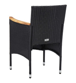 Chaises de salle à manger de jardin 2 pcs Résine tressée Noir