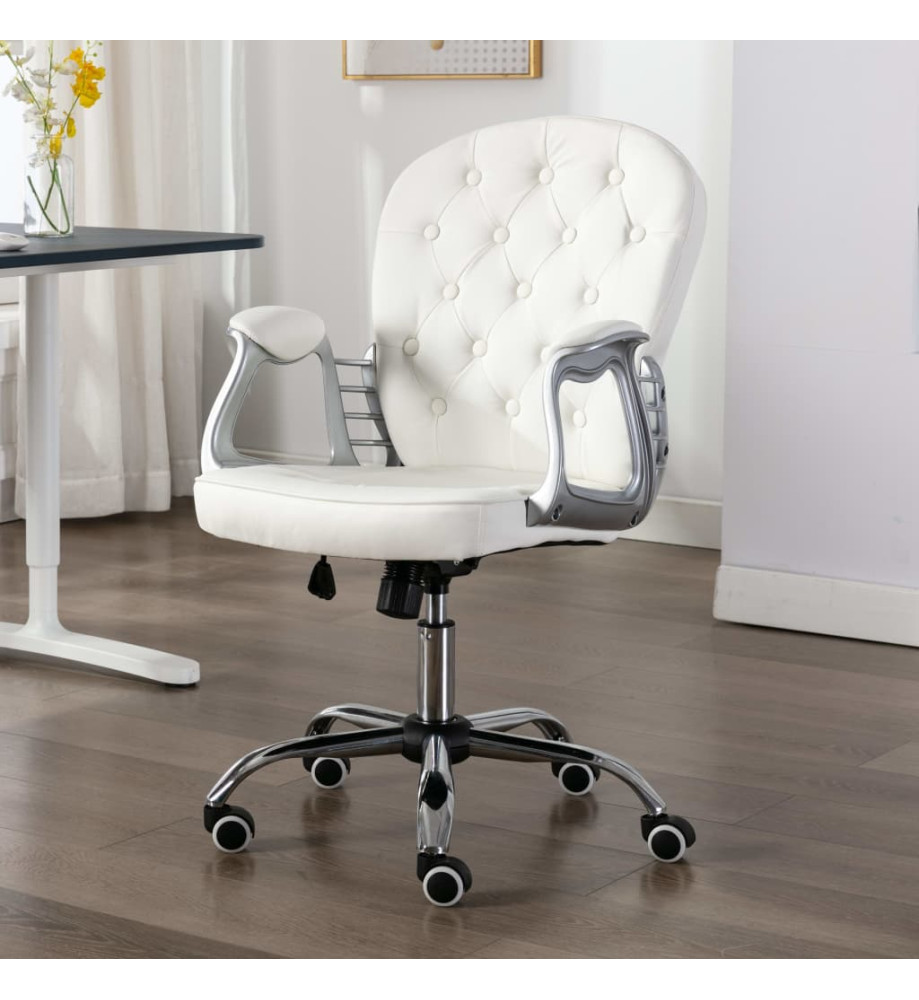 Chaise de bureau pivotante Blanc Similicuir