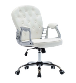 Chaise de bureau pivotante Blanc Similicuir