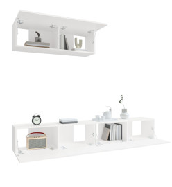 Ensemble de meubles TV 3 pcs Blanc Bois d'ingénierie