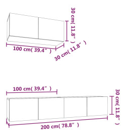 Ensemble de meubles TV 3 pcs Blanc Bois d'ingénierie