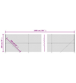 Clôture en mailles de chaîne avec bride argenté 2x10 m