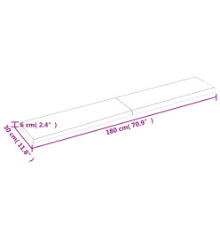 Étagère murale marron clair 180x30x6cm bois chêne massif traité