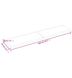 Étagère murale 200x40x4 cm bois de chêne massif non traité