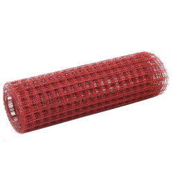 Grillage Acier avec revêtement en PVC 25x0,5 m Rouge