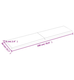 Dessus de table marron clair 180x40x6 cm bois chêne traité