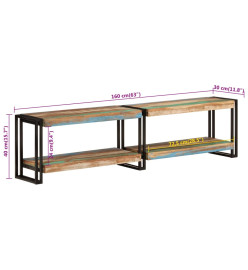 Meuble TV 160x30x40 cm bois massif de récupération