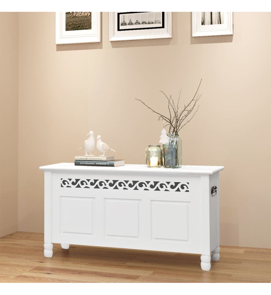 Banc de rangement en style baroque PFDM blanc