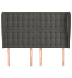 Tête de lit avec oreilles Gris foncé 147x23x118/128 cm Velours