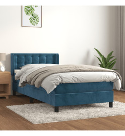 Lit à sommier tapissier avec matelas Bleu foncé 90x200 cm