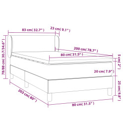 Lit à sommier tapissier avec matelas Gris foncé 80x200 cm Tissu