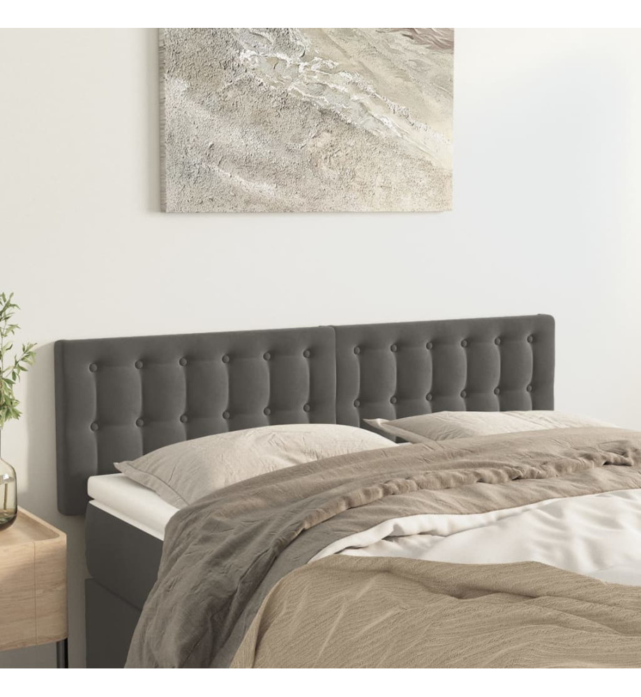 Têtes de lit 2 pcs Gris foncé 72x5x78/88 cm Velours Têtes de lit 2 pcs Gris foncé 72x5x78/88 cm Velours