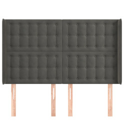 Tête de lit avec oreilles Gris foncé 147x16x118/128 cm Velours