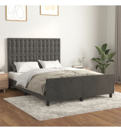 Cadre de lit avec tête de lit Gris foncé 140x200 cm Velours