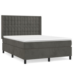 Lit à sommier tapissier et matelas Gris foncé 140x190cm Velours