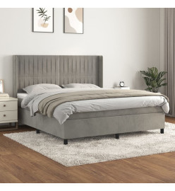 Lit à sommier tapissier et matelas Gris clair 160x200cm Velours
