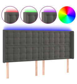 Tête de lit à LED Gris foncé 203x16x118/128 cm Velours