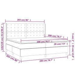 Lit à sommier tapissier et matelas Gris foncé 200x200cm Velours
