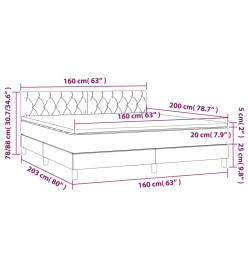 Sommier tapissier avec matelas et LED Bleu 160x200 cm Tissu